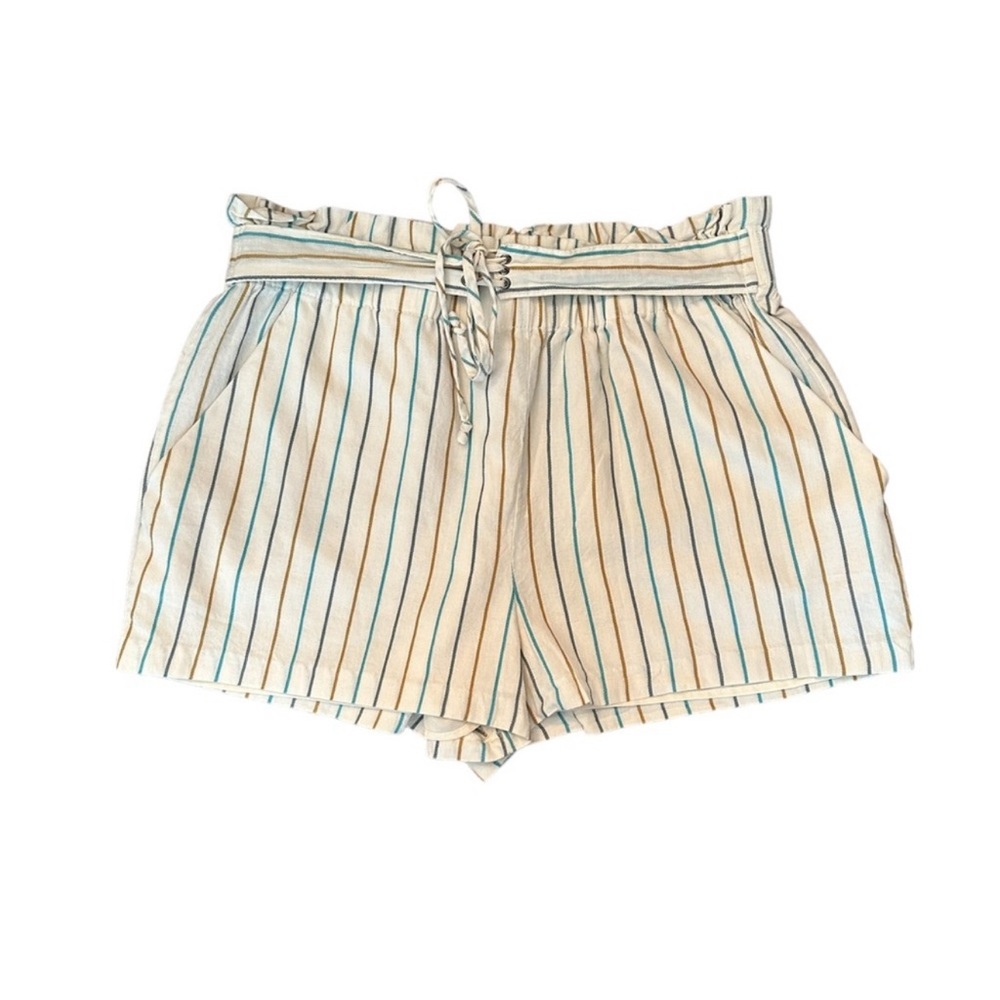 BCBGeneration Paper Bag White Shorts with Colorful Stripes Size Medium